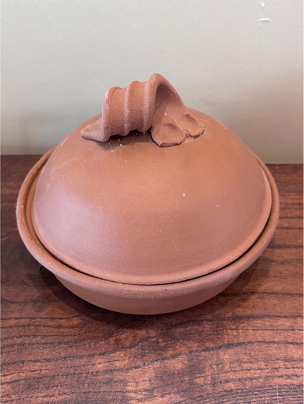 Vintage Brown Stoneware Lidded Baking Pot